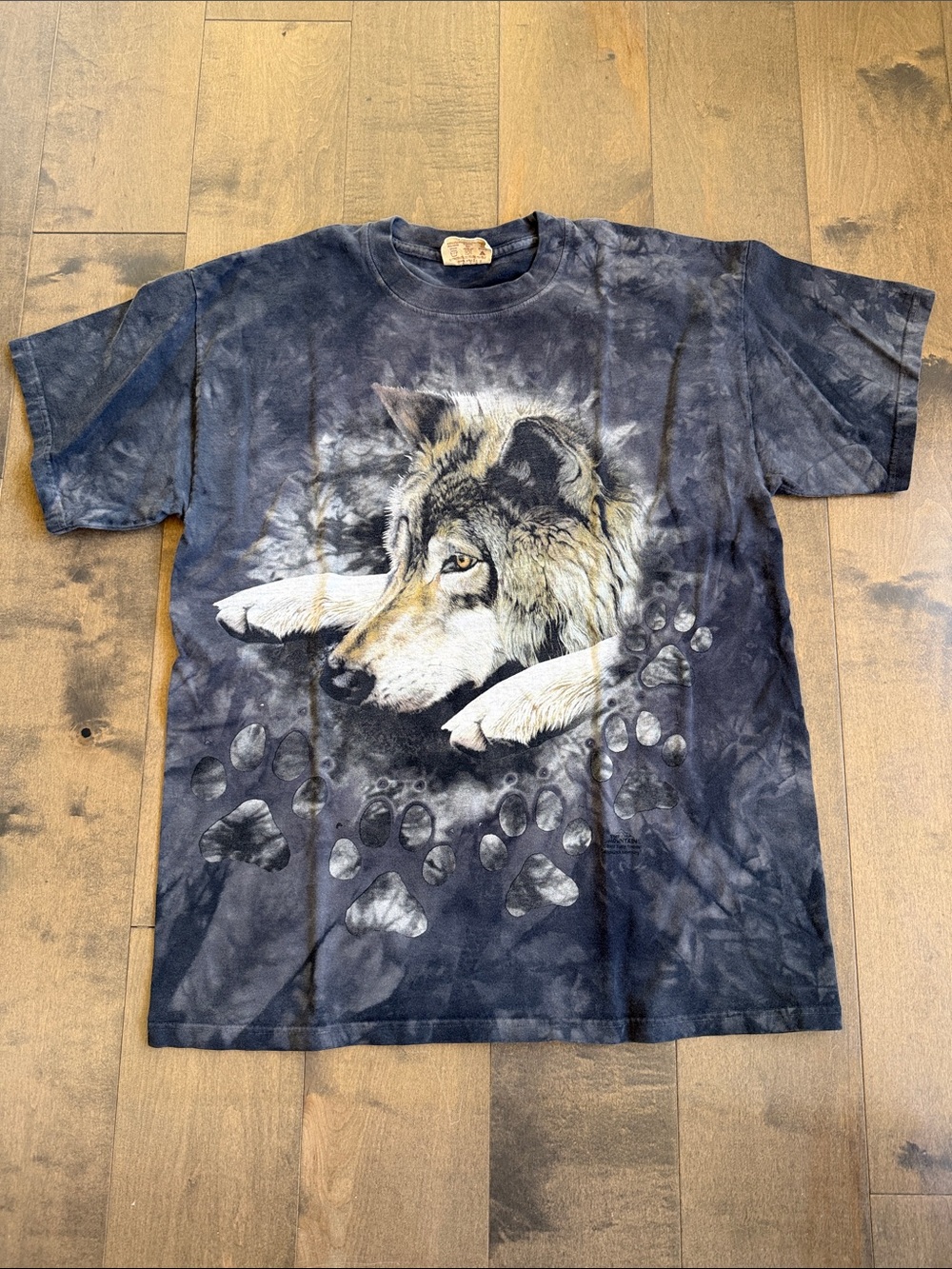 Vintage 2002 The Mountain Wolf Tie Dye Animal Print Graphic Shirt  Y2K